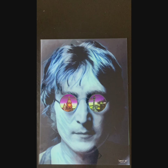 John Lennon The Beatles Unique Wall Art Blue Leading Video